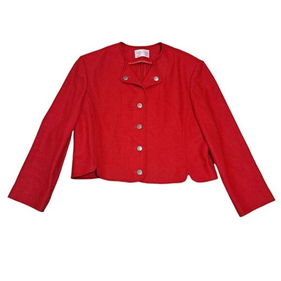 Vintage Pendleton Virgin Wool Cropped Jacket Red Size 14 - Picture 1 of 16